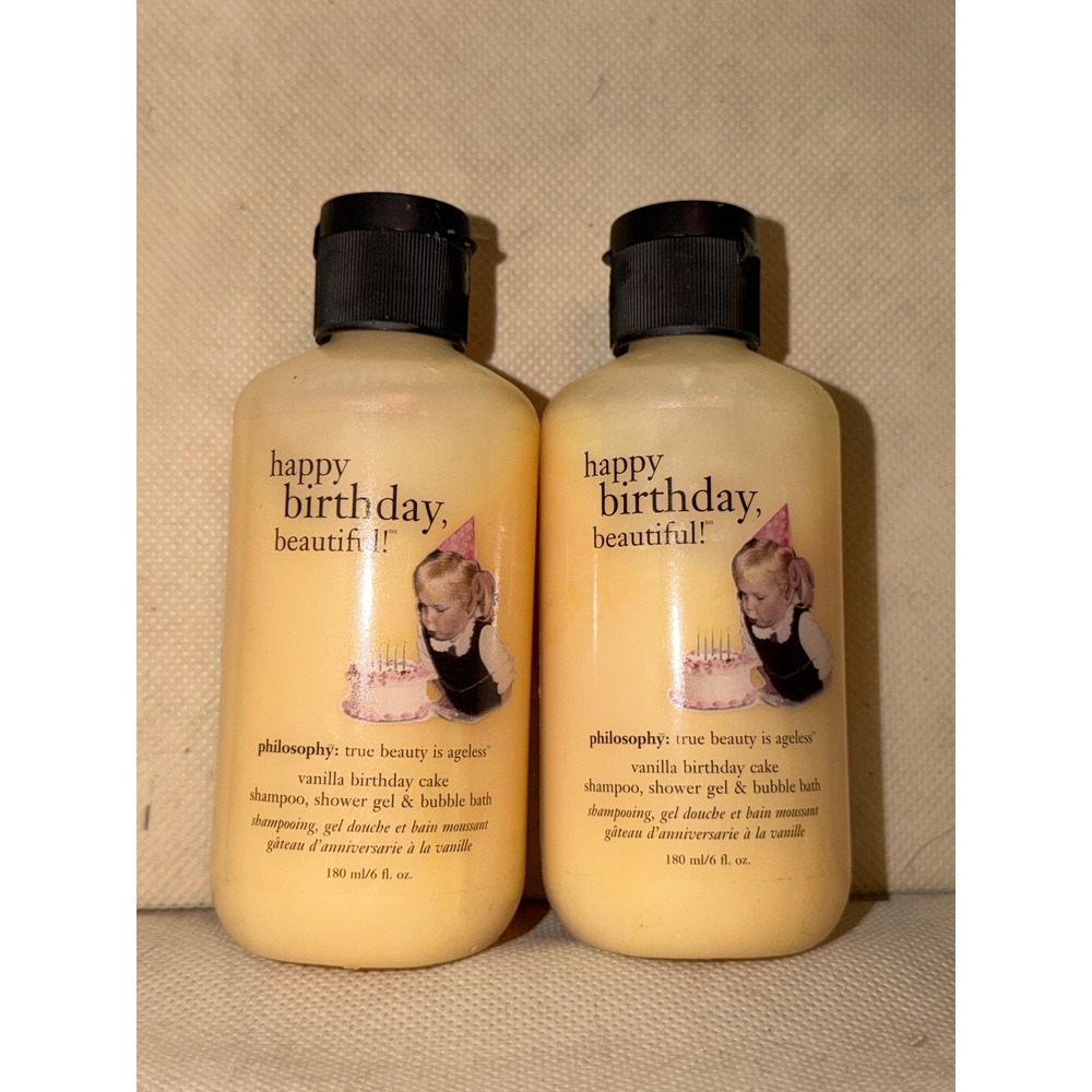 Philosophy 3-in-1 Shower Gel Vanilla Birthday‎ Cake Shampoo Bubble Bath Set of 2